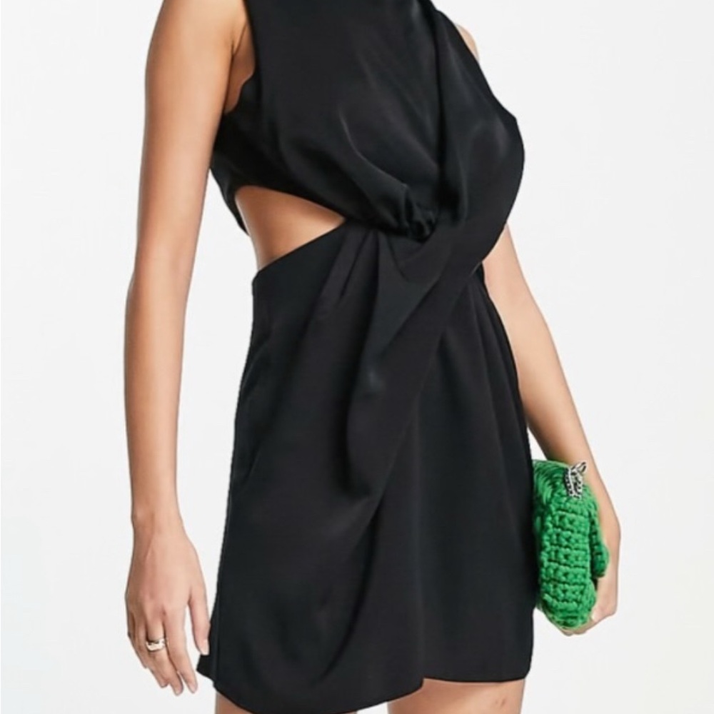 ASOS Black Backless Dress with Green Accent